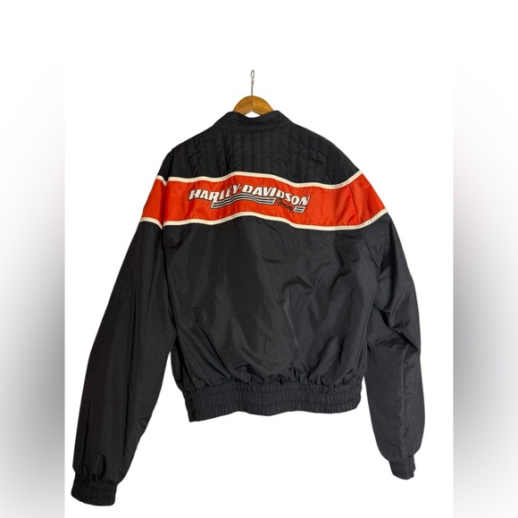 Vintage Harley-Davidson Men's XXL Nylon Racing Jacket Made in USA Black & Orange - Picture 3 of 9